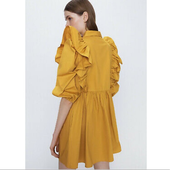 New ZARA RUFFLED VOLUMINOUS DRESS - Picture 10 of 17